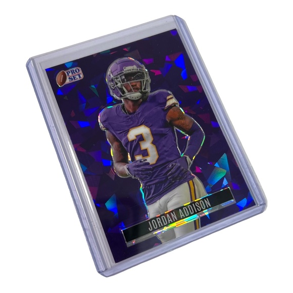 Jordan Addison 2023 Pro Set Leaf Trading Purple Crystal /6 No. RB-53 Vikings - Picture 2 of 5